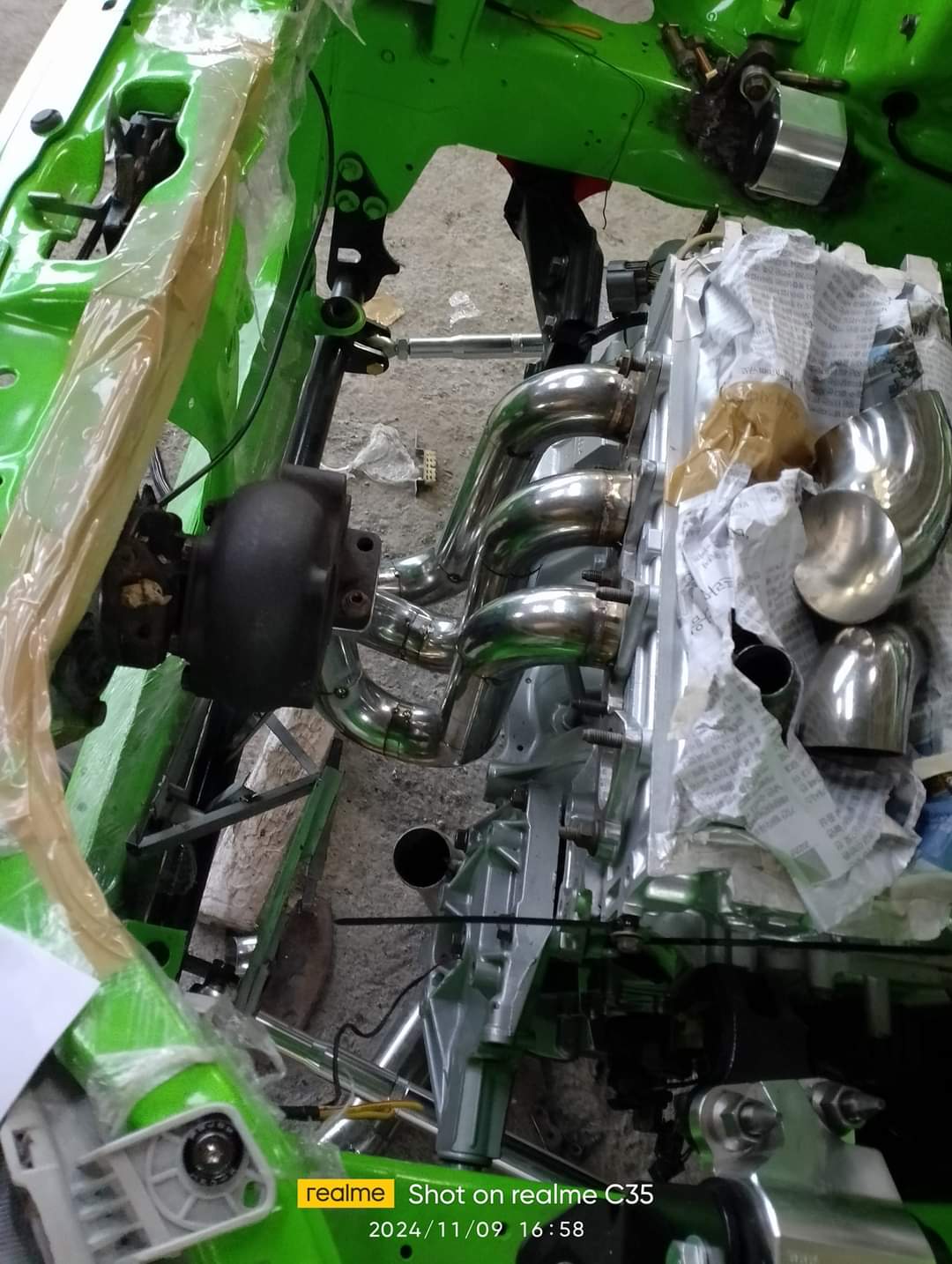 Custom turbo exhaust manifold fabricated in the shop