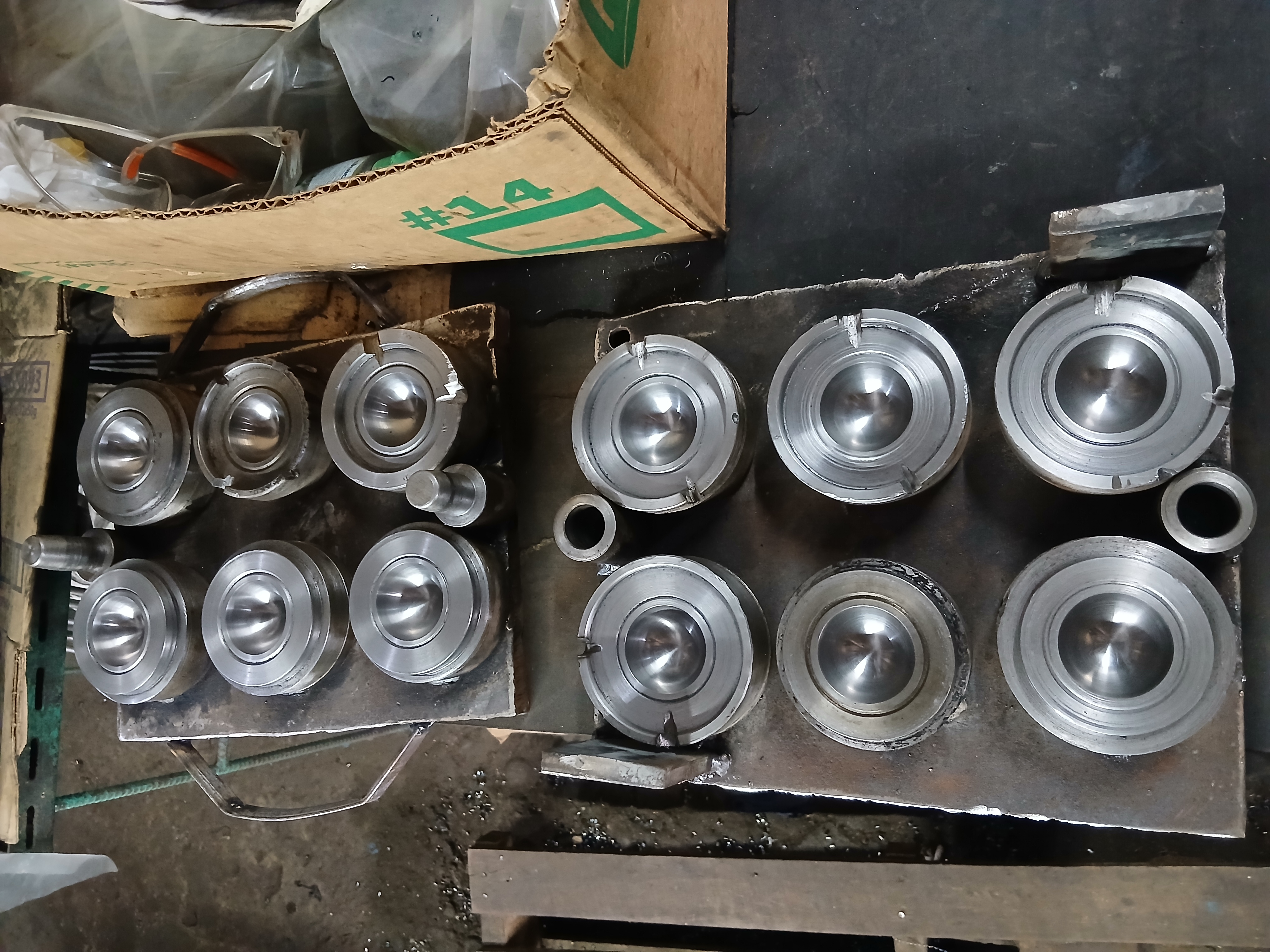 Machined metal compression mold dies for rubber pressing