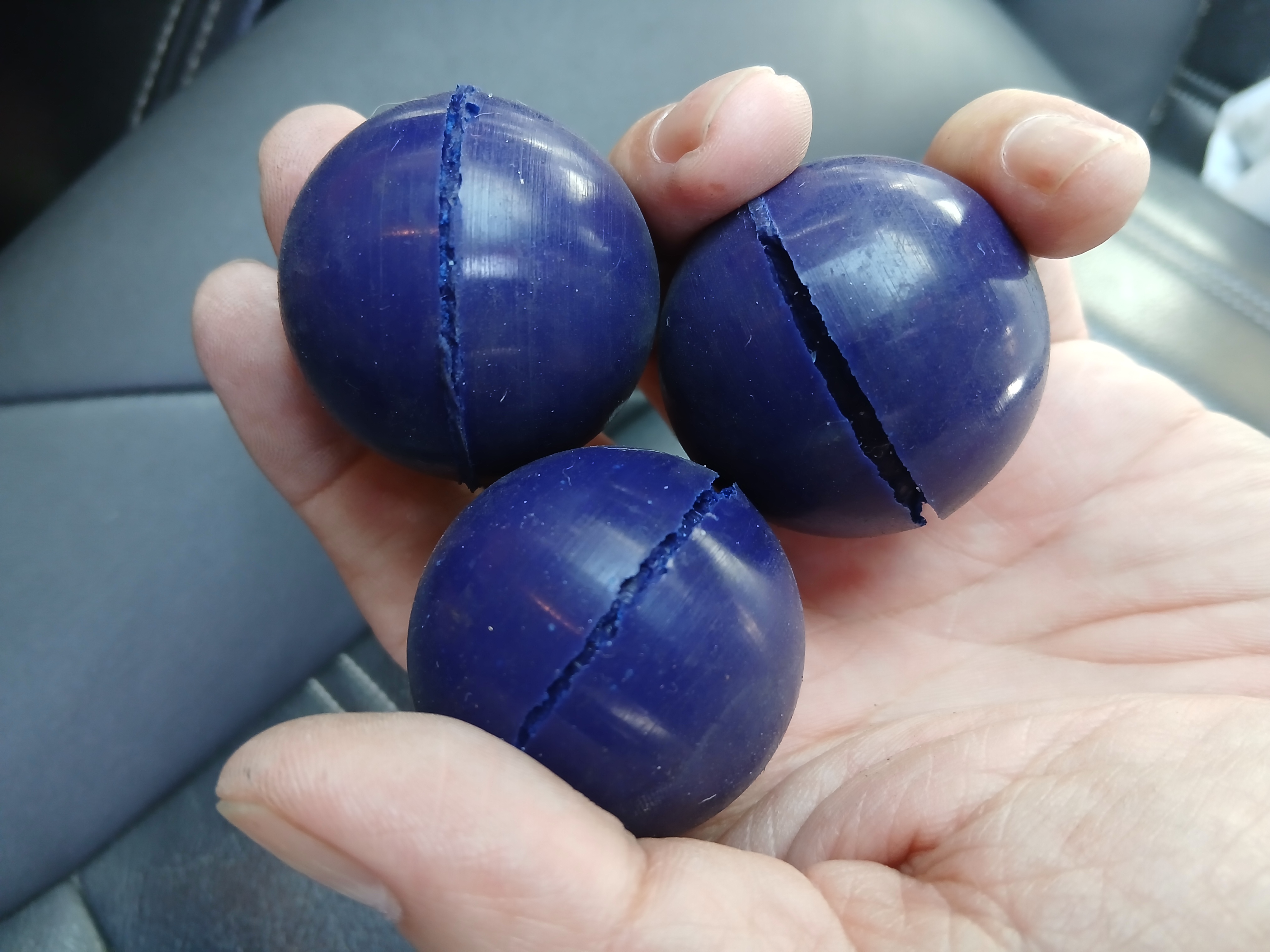 Rubber balls in a range of sizes made in the shop