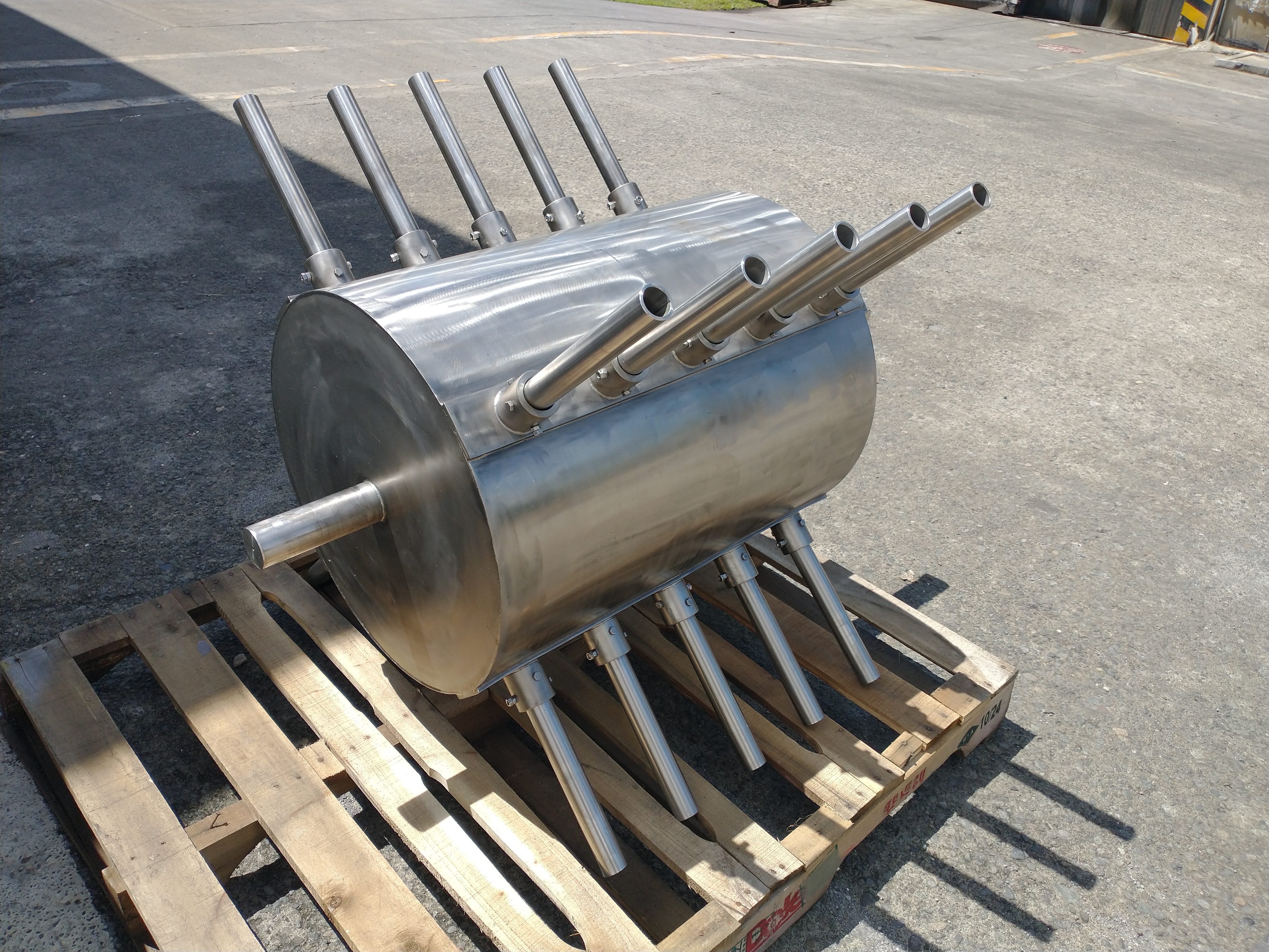 Stainless steel rotary distributor drum built for a processline